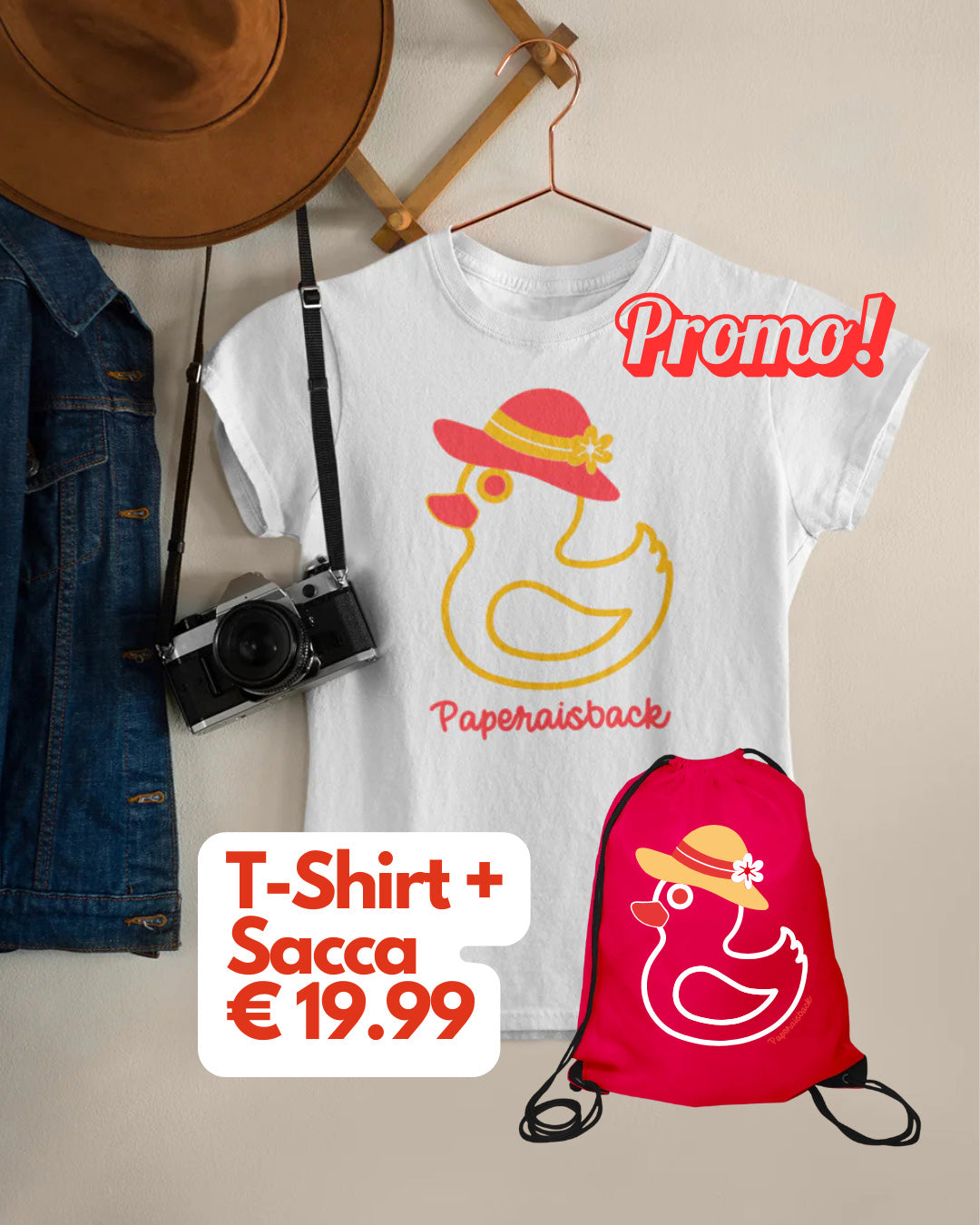 SuperPromo: T-Shirt + Sacca Gymsac Paperaisback Woman